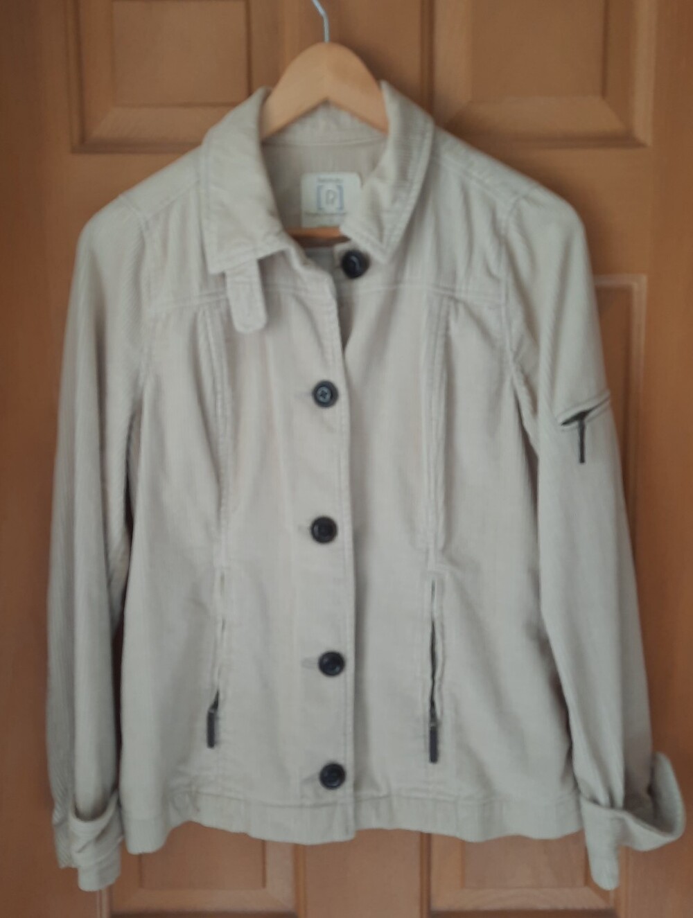 Relativity Cream Corduroy Jacket Size Small Button Front Cargo Utility Boho